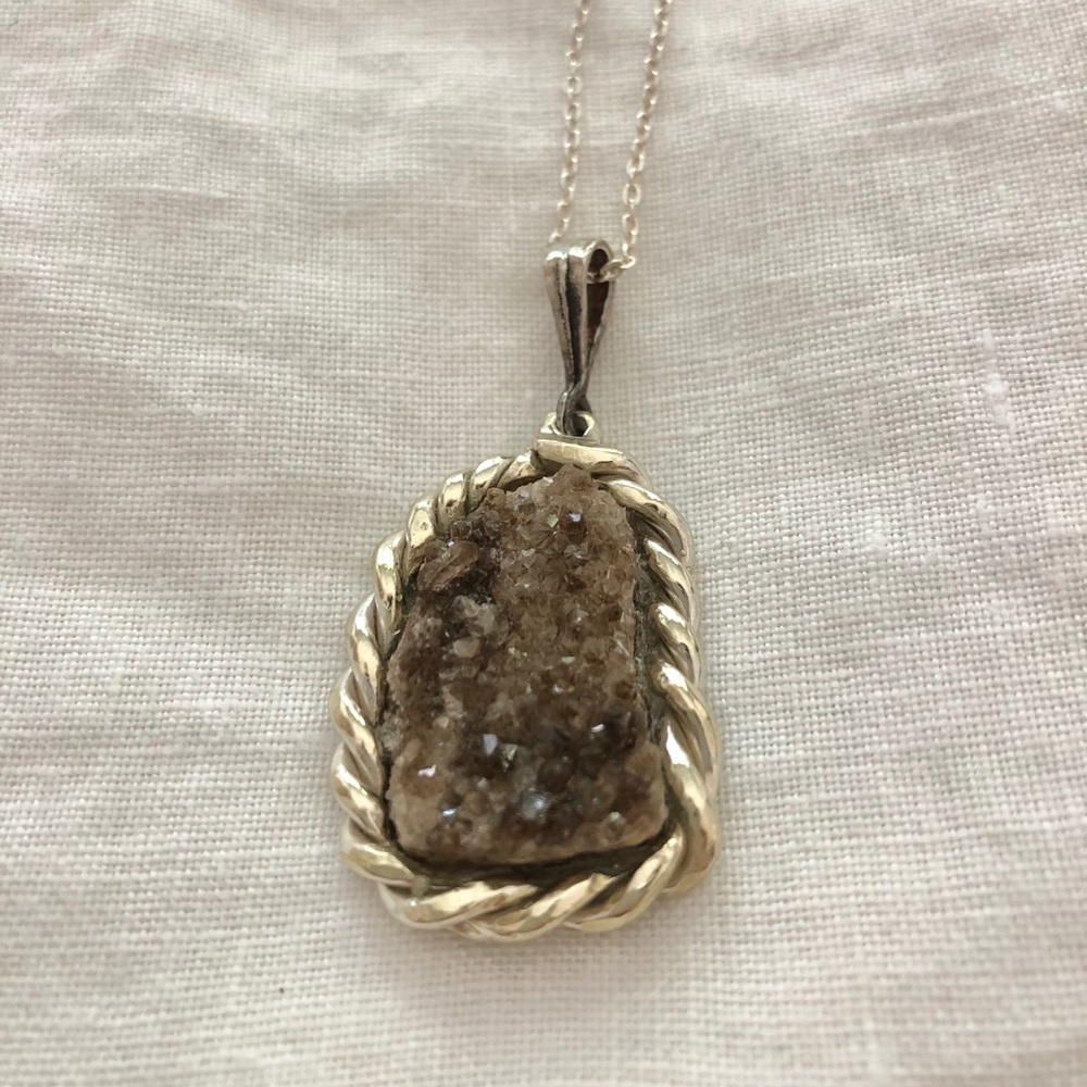 Solid Sterling Silver Crystal Necklace - image 4